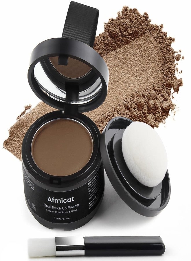 afmicat Instant Hairline Powder, Root Touch Up Hair Color for Gray Coverage and Thinning Hair, Root Cover Up Conceals Hair Loss & Bald Spots, Natural and Non-Greasy Hair Color for Women & Men, Brown - Image 1